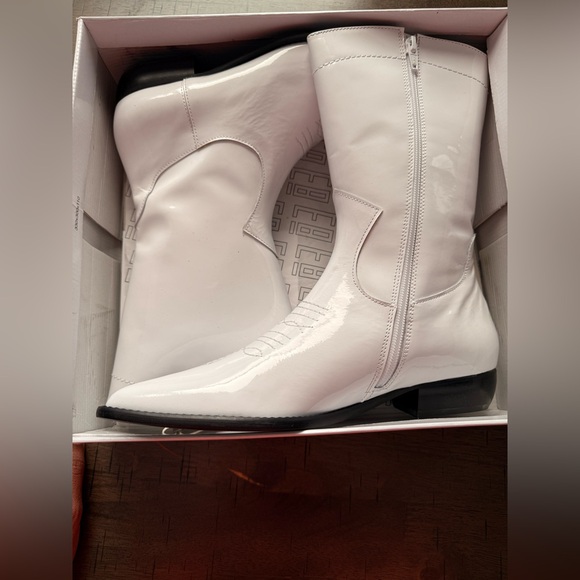 Patent Leather White Western Boots - Picture 2 of 7